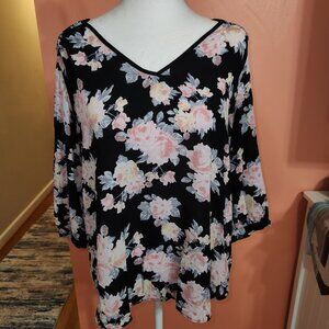 Women's BCX Black Floral Blouse
